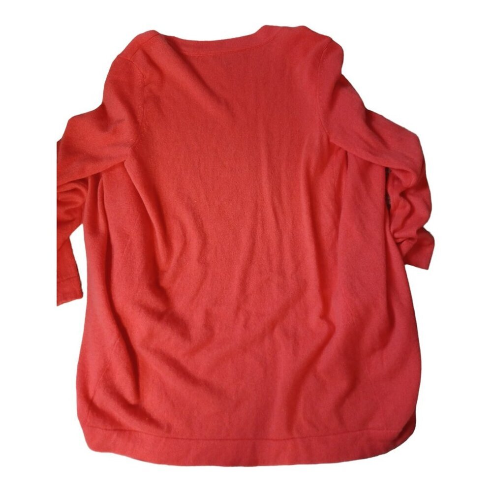 Holt Renfrew 100% Cashmere Women Long Cardigan Sweater Cable Orange Soft - Picture 3 of 4
